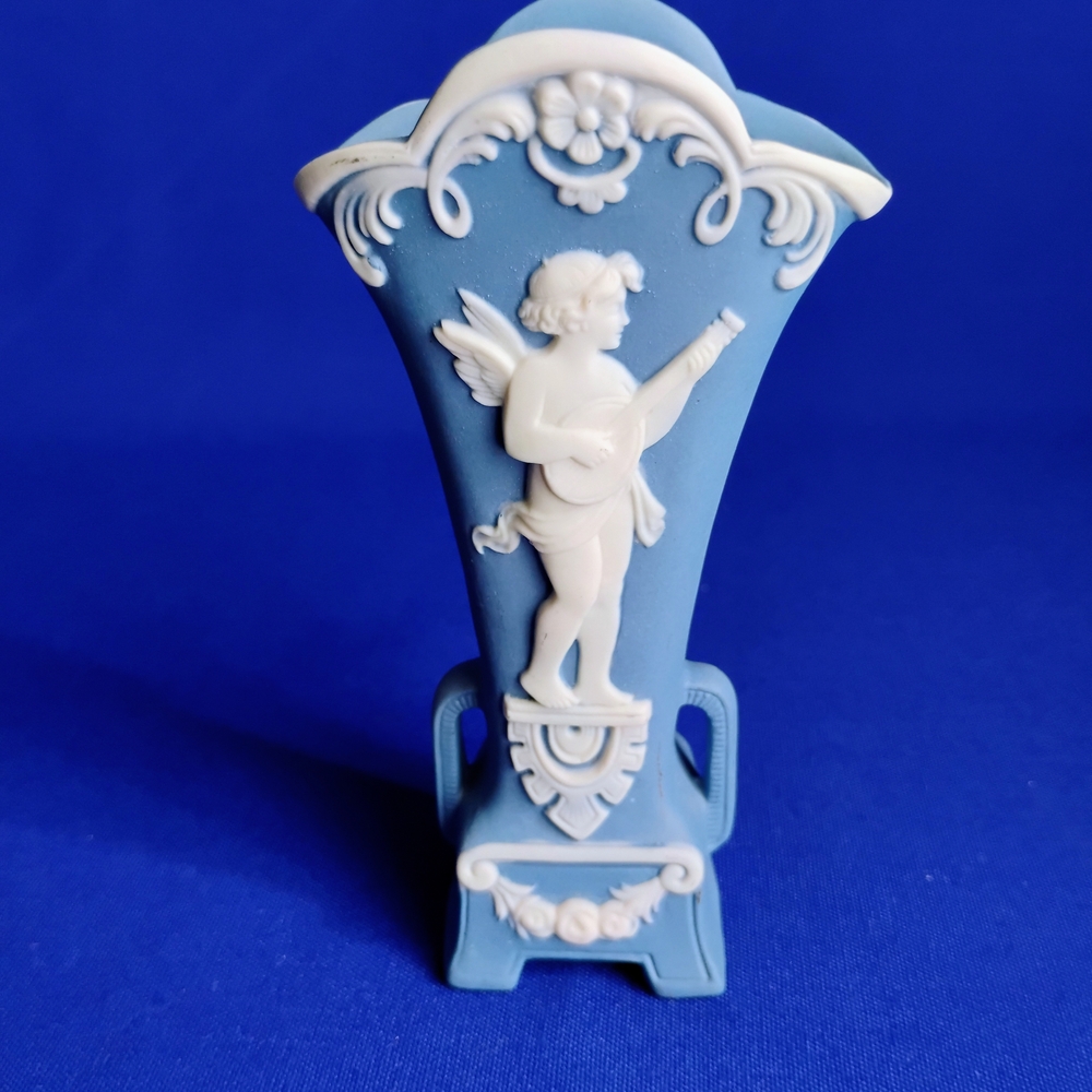 Blue and White Cherub Vase